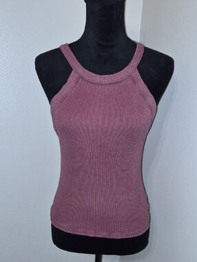 American Eagle Outfitters Ribbed Halter Tank - Dusty Mauve